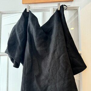 One shouolder, puff 3/4 sleeve linen top - Banana Republic Size L